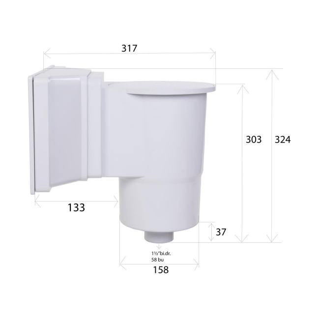 Aquaforte Skimmers Skimmer blanc la bouche grande - AquaForte 8717605083643 SB262