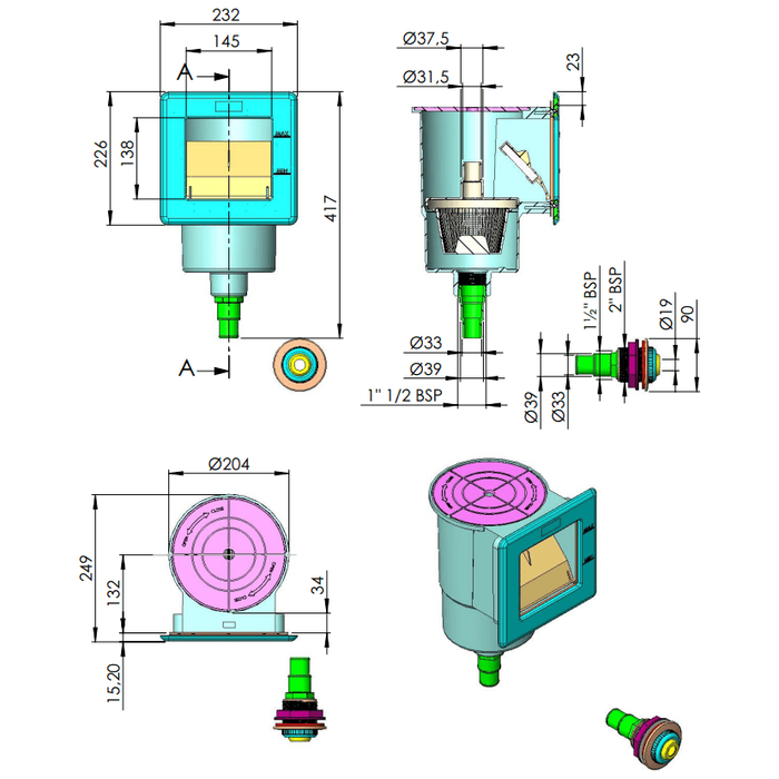 Aquaforte Skimmers Skimmer couleur noir - AquaForte 8717605037332 SB264