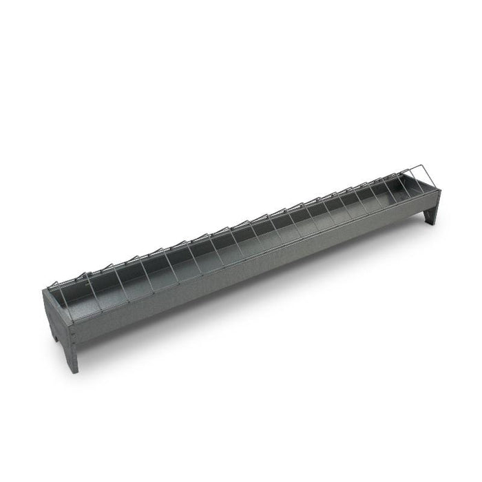 FOUDEBASSIN.COM Mangeoires & Abreuvoirs MANGEOIRE LINÉAIRE AVEC GRILLE POUR POUSSINS 100 CM LARGE GALVANISÉ