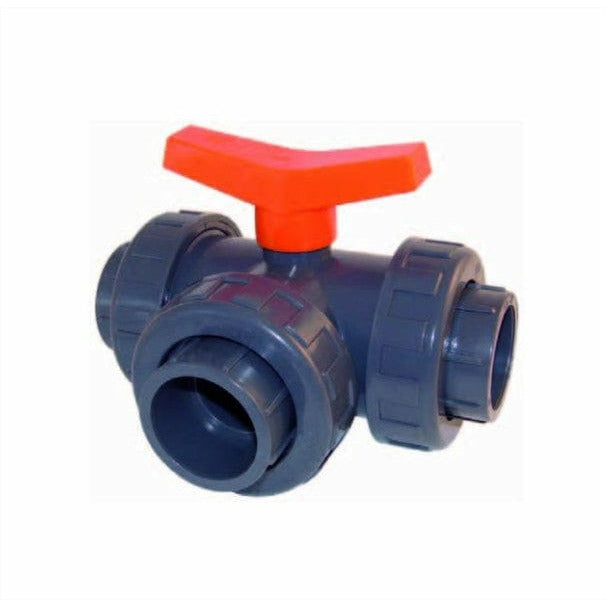 Aquaforte Pieces PVC 50MM Vanne à bille à 3 voies avec écrous PVC - À coller - Sous pression 8717605007502 AD236