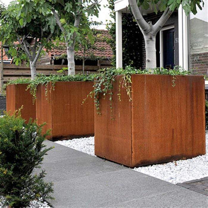 Aquigarden Jardinière en corten - Andes carré haut 0.5m x 0.5m x 1m CA9.2