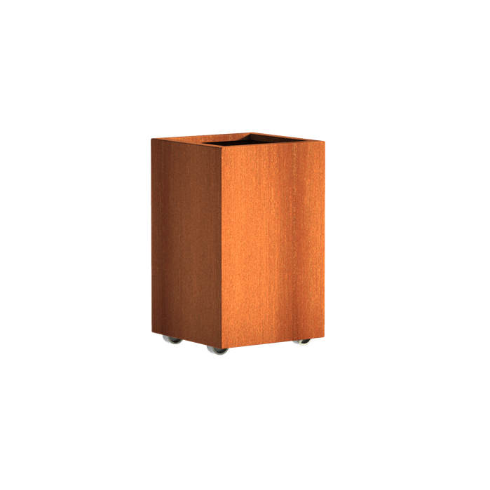 Aquigarden Jardinière en corten - Andes sur roulettes 0.5m x 0.5m x 0.8m CAWL9.1