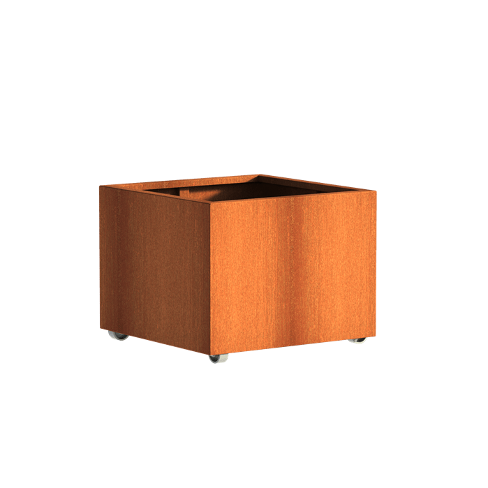 Aquigarden Jardinière en corten - Andes sur roulettes 0.8m x 0.8m x 0.6m CAWL6.2