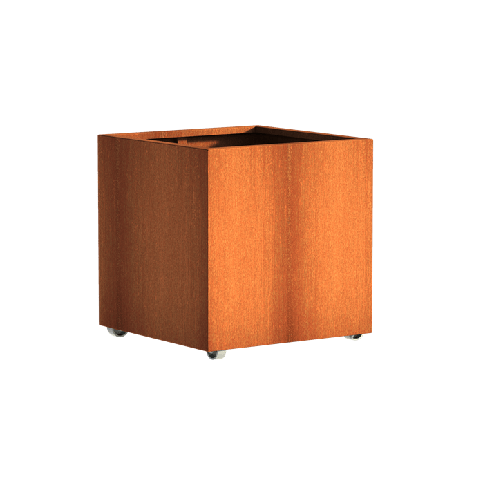 Aquigarden Jardinière en corten - Andes sur roulettes 0.8m x 0.8m x 0.8m CAWL6.1