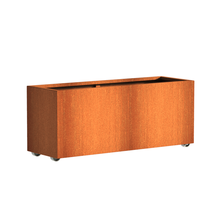 Aquigarden Jardinière en corten - Andes sur roulettes 1.5m x 0.5m x 0.6m CAWL22.1