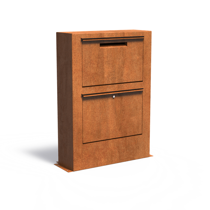 Aquigarden Paca - Boite aux lettres en acier corten - 1.25m x 0.87m x 0.30m PPS1