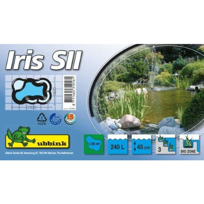 FOUDEBASSIN.COM UBBINK IRIS SII - bassin préformé - HDPE, surface 1,09 m², profondeur max 45 cm, volume d'eau 240 l - H45 x 135 x 90 cm 8711465310161 1311016