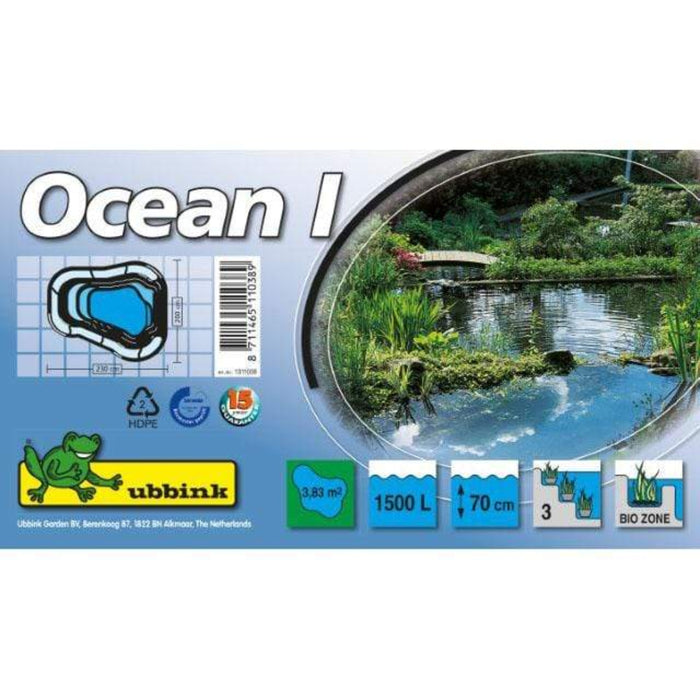 FOUDEBASSIN.COM UBBINK OCEAN I - bassin préformé - HDPE, surface 3,83 m², profondeur max 70 cm, volume d'eau 1500 l - H70 x 230 x 200 cm 8711465110389 1311038