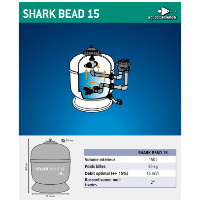 FOUDEBASSIN.COM Shark Bead 15 - Filtration sous pression pour bassin jusque 45M³ - Aquatic Science
