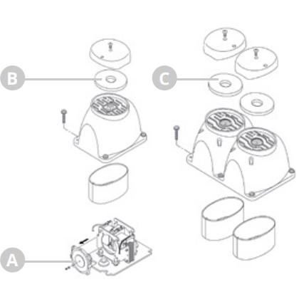 Fujimac Pieces détachées Schéma Pièces détachées pour pompe à air FujiMac 100
