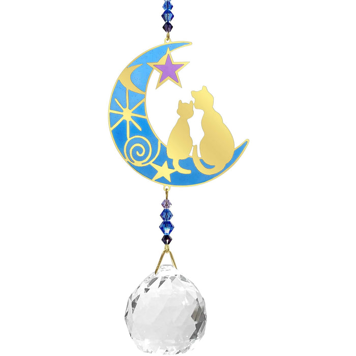 Iwachu Cristal Feng Shui Deux Chats sur la Lune CR68