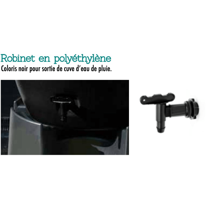 Nature Garden Robinet en polyéthylène Noir - Pour sortie de cuve d'eau de pluie (avec passage de paroi) 8711338704080 6070408