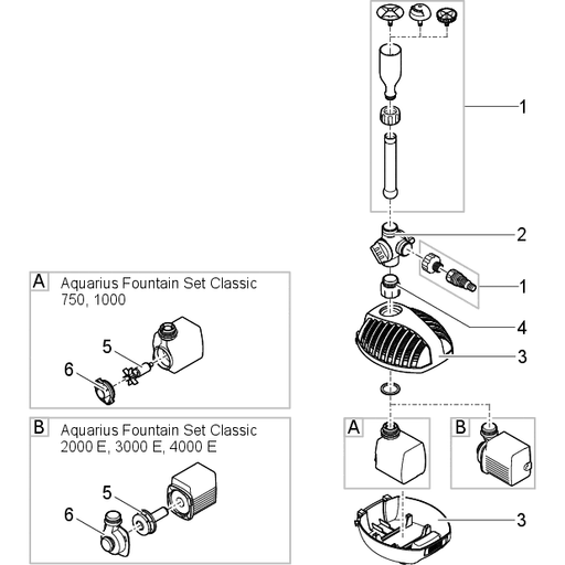 Oase Living Water Pièces détachées pour Aquarius Fountain Set Classic 4000