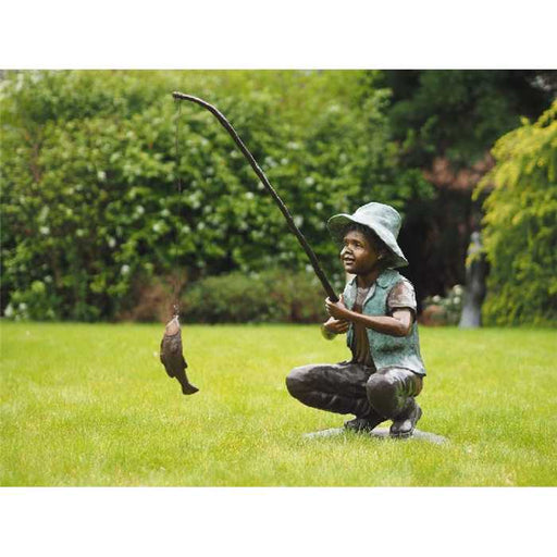 Rottenecker Bronzes de jardin PECHEUR EN BRONZE 115 X 90 X 44 CM B50608