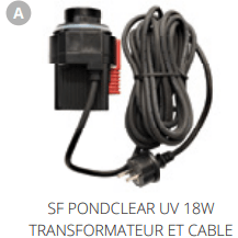 Superfish A. SF PONDCLEAR UV 18W TRANSFORMATEUR ET CABLE Pièces détachées pour Pond Clear UVC 18W 06010139