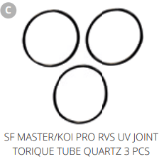 Superfish C. SF MASTER/KOI PRO RVS UV JOINT TORIQUE TUBE QUARTZ 3 PCS Pièces détachées pour Koi Pro UVC 75W 06010185