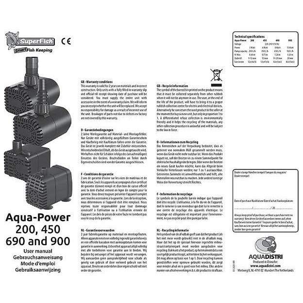 Superfish Filtre Aquapower 450 - 450L/H - Superfish 8715897305412 A7030955