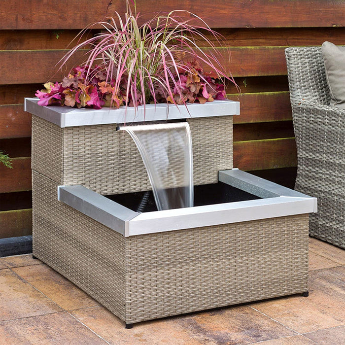 Ubbink Aveiro Daveport - Bassin moderne à 2 étages avec cascade, pompe et LED 1387086