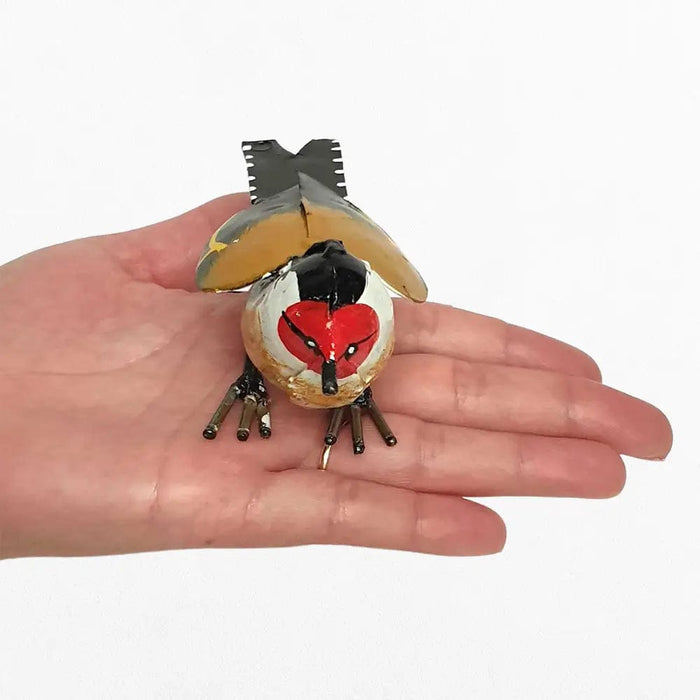 VIE Cadeaux Petite sculpture d'oiseau en métal recyclé - 12CM VN-1201-ZIM-BIRD-GOLD-FINCH