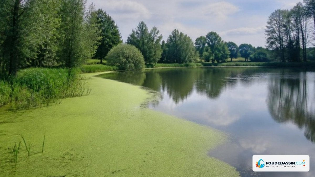 Étang envahi de lentilles d'eau dans une anse – Foudebassin