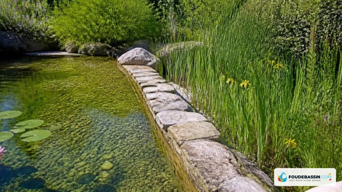 Bassin à l'eau claire bordé d'une zone de filtration plantée – Foudebassin
