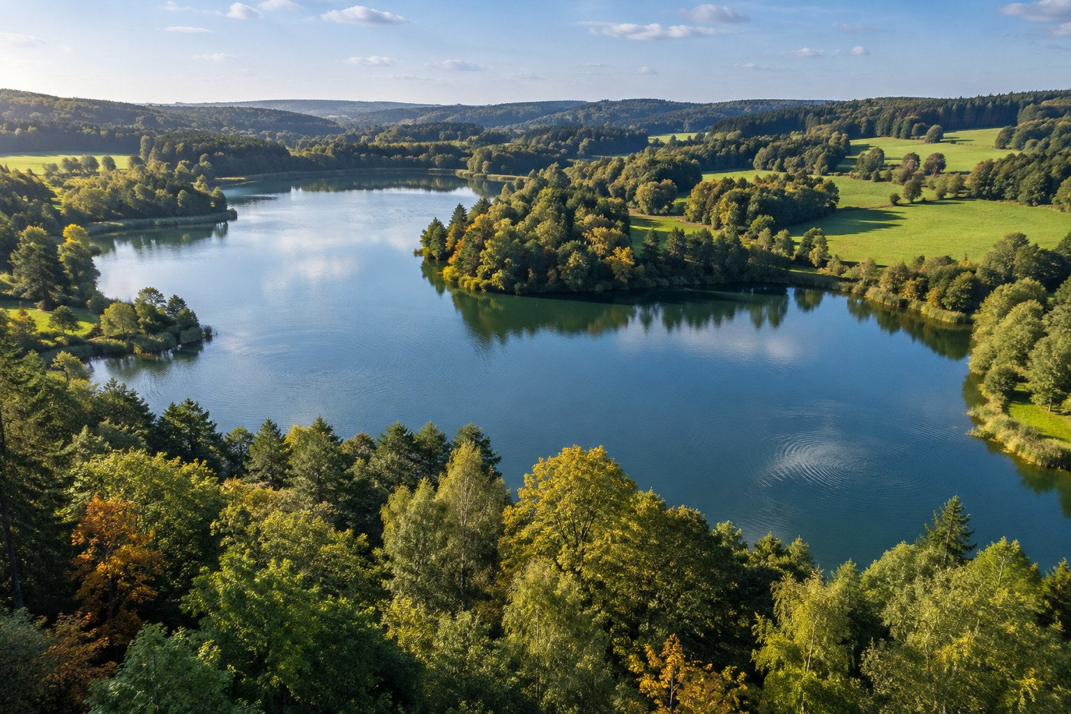 Illustration d’ambiance : Aérer un étang de 5 000 m² à un hectare : préparer un projet cohérent