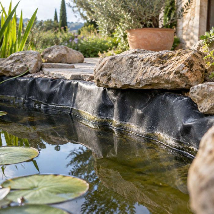 Votre bassin perd de l’eau : trouver la fuite avant de réparer — illustration d’un bassin de jardin au Portugal