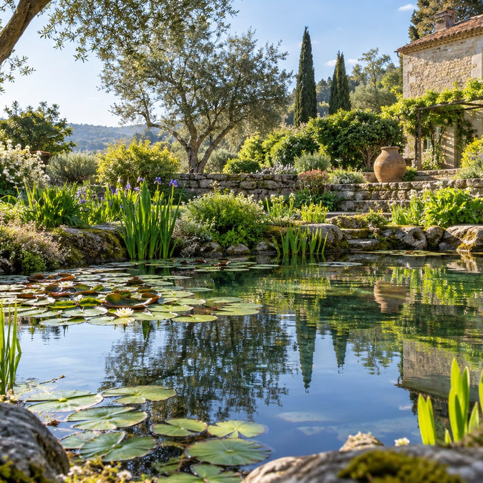 Préparer son bassin pour le printemps au Portugal — illustration d’un bassin de jardin au Portugal