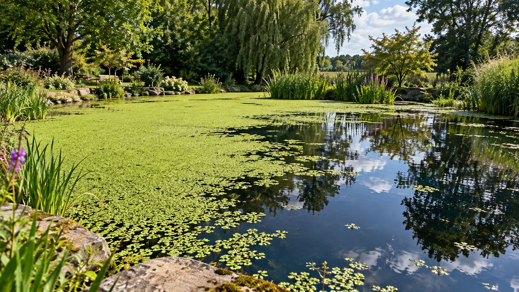 Étang recouvert de lentilles d’eau : guide Foudebassin pour les éliminer durablement