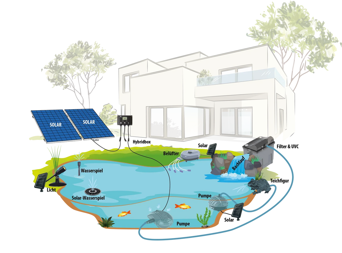 Solutions solaires HEISSNER pour bassins et jardins