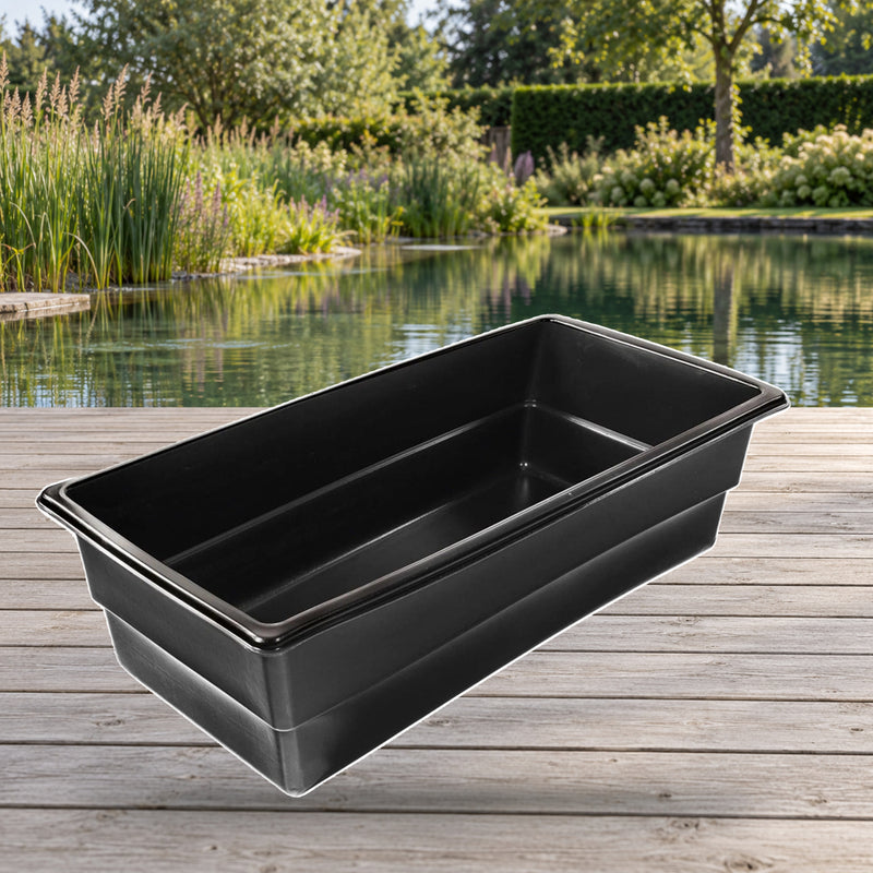 Mise en scène illustrative — Bassin préformé étang rectangulaire de terrasse en PE