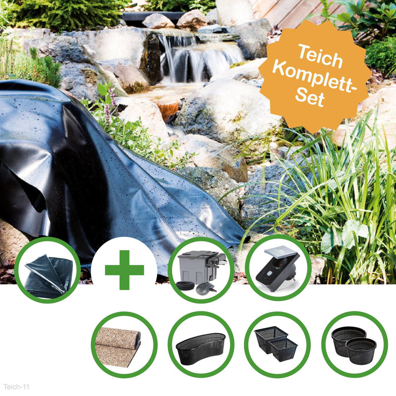 Kit bassin WOLGA bâche 48 m² avec filtre FPU16000-00, bâche de berge et paniers - Heissner Teich-11