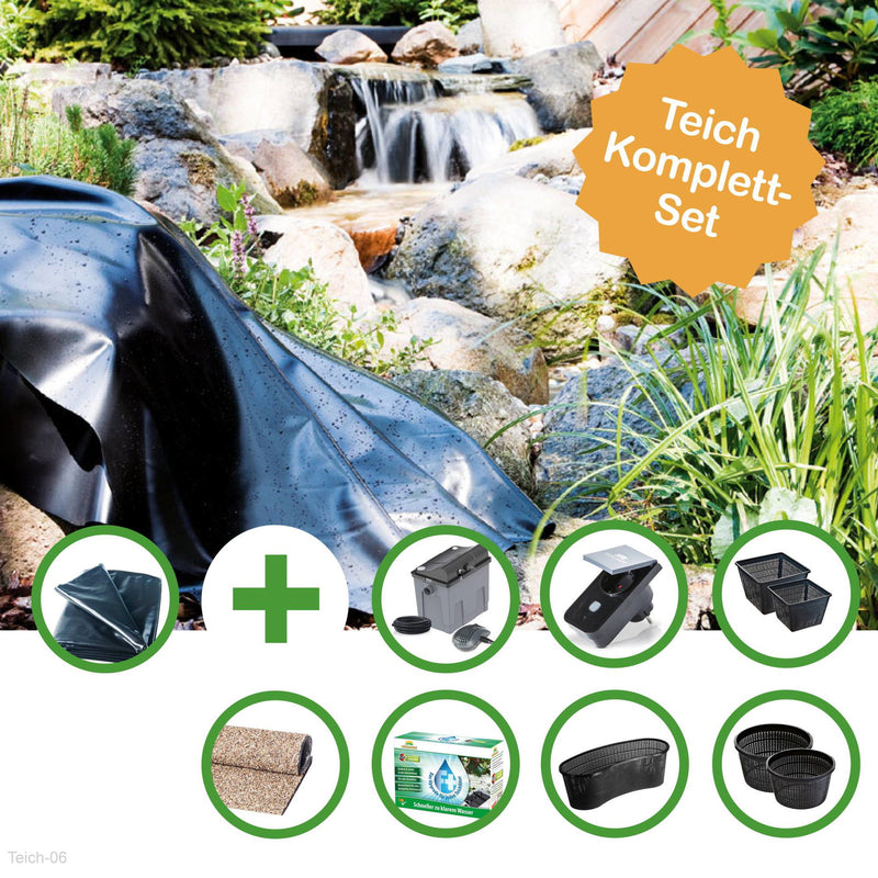 Kit bassin RHEIN bâche 48 m² avec filtre FPU10100-00, bâche de berge et paniers - Heissner Teich-06