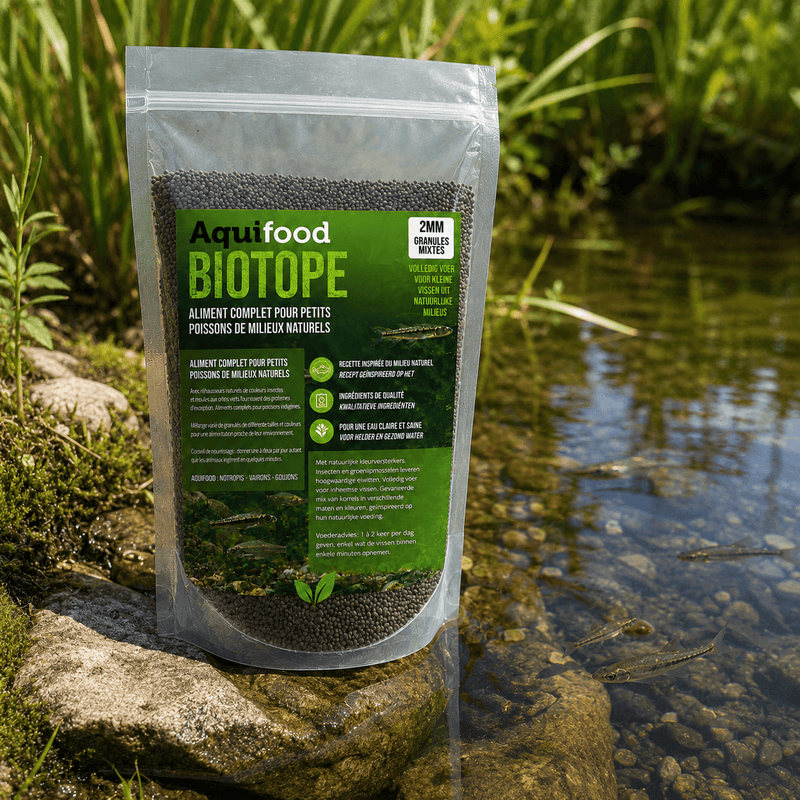 Aquifood Aquifood Biotope - Nourriture pour poissons indigènes & petits poissons - 600G - Vairons, Notropis, Goujons, ...