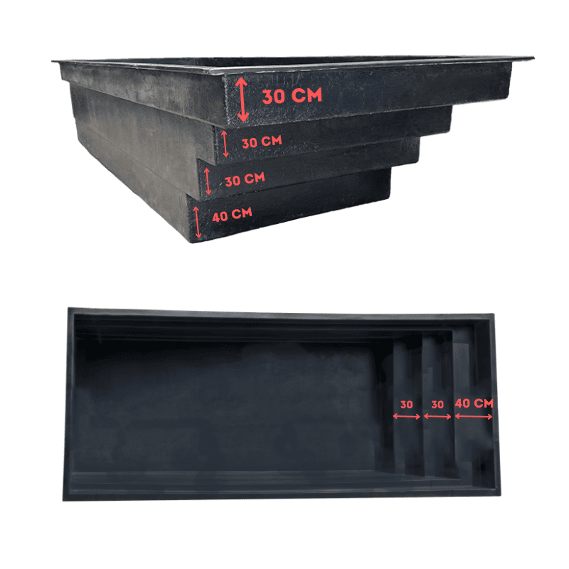 Bassin préformé en polyester Aquigarden 640 × 240 × 130 cm — AQ4293-IBV