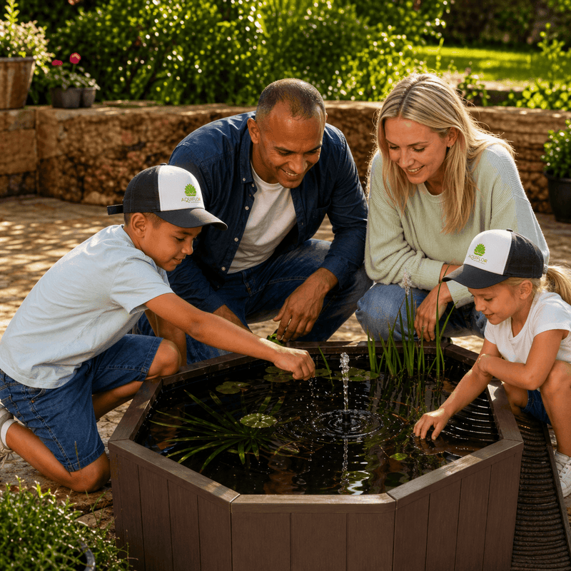 Aquigarden Bassins préformés Bassin hors sol de 190L - Kit complet avec jet d'eau solaire & bac de plante + échelle à grenouille - Aquigarden 5015368111416 5015368111416