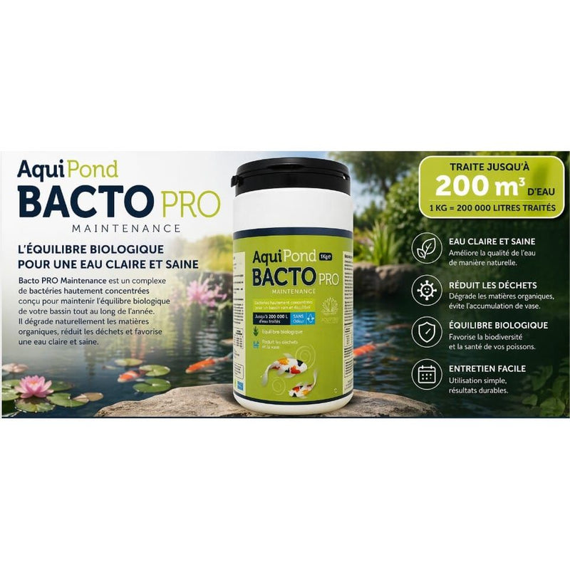 Aquipond Produits Aquipond Bacto Maintenance Pro – 1Kg - Traite jusqu'à 200M³ - Bactéries de Maintenance Ultra concentrées