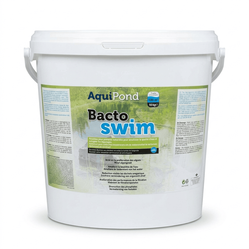 Aquipond Aquipond BactoSwim Bactéries pour Piscine Naturelle – 10 Kg – Favorise un environnement équilibré pour limiter naturellement la présence d’algues et de vase – Convient aux piscines de 50 à 100 m² Bactoswim10