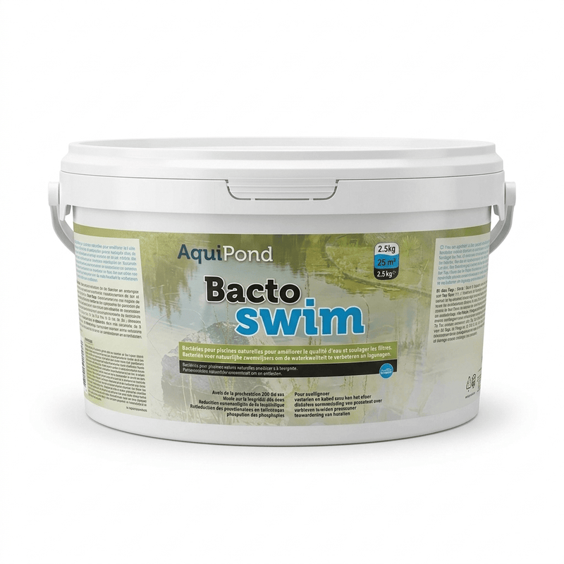 Aquipond Aquipond BactoSwim Bactéries pour Piscine Naturelle – 2,5Kg – Favorise un environnement équilibré pour limiter naturellement la présence d’algues et de vase – Pour piscine de 10 à 25M² Bactoswim2.5