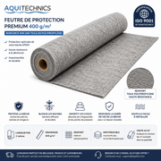 Aquitechnics Feutre Feutre Aquitechnics Premium 400G/M² (vendu par m²) - Feutre de protection pour étang (Feutrine pour bâche en EPDM ou en PVC) - Largeur 2M