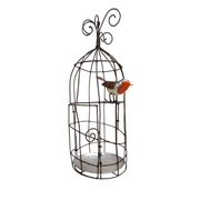Cage décorative porte-pot avec oiseau au choix — Arrosoir & Persil — Rouge-gorge