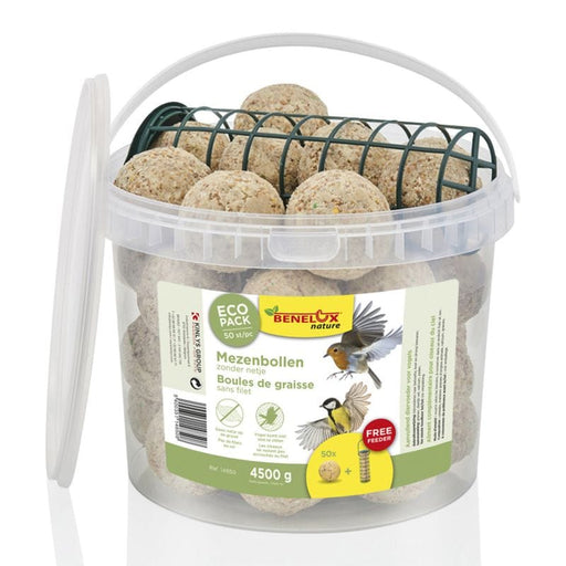 Benelux Nature FOOD Boules de graisse pour oiseaux sans filet - 50 Pièces + SILO OFFERT - ECOPACK 5400351148508 14850