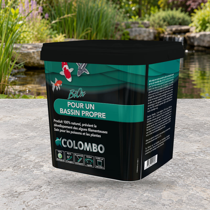 Mise en scène illustrative — BiOx 5000 ml / 160 000 litres – Oxygène actif pour bassin – Colombo