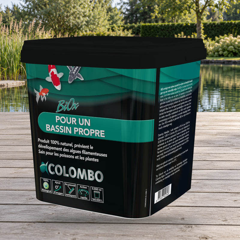 Mise en scène illustrative — BiOx 5000 ml / 160 000 litres – Oxygène actif pour bassin – Colombo