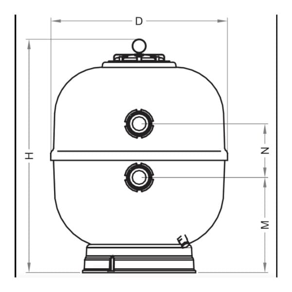 Fluidra Astralpool Jupiter Pro filtre Ø480mm-Ø900mm sans voie