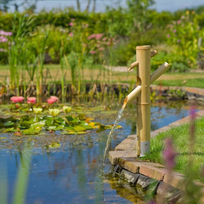 FOUDEBASSIN.COM AA BAMBOO - jeu d'eau cascade en bambou naturel incl. tuyau de raccord, blanc (Ø9 mm x L80 cm) - H70 x 23 x Ø8 cm 8711465080064 1308006