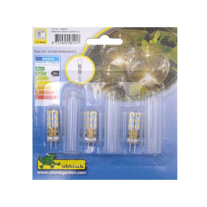 FOUDEBASSIN.COM Ampoule de rechange pour MultiBright Float 3 - 3 x G4 24 SMD blanc chaud avec 3 capuchons de protection en verre - Lumen 75, A+, 3 x 1,5 Watt 8711465581417 1358141