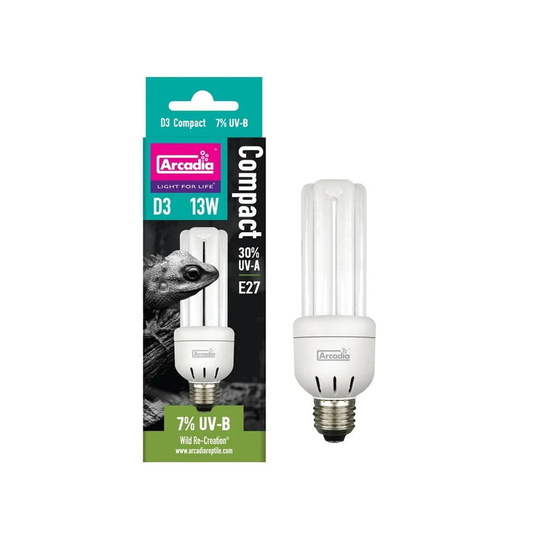 FOUDEBASSIN.COM ARCADIA MINI TRIPLE U D3 7% UVB SCREW IN COMPACT 13 WATT 5060127656660 R2100280
