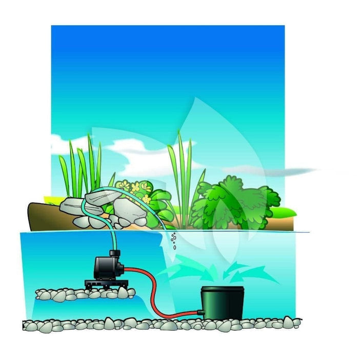 FOUDEBASSIN.COM BioPure® 2000 Basic-Set - filtre à immersion biomécanique avec couvercle de filtre perforé - corps du filtre 16l, pompe Elimax® 1000, mousse filtrante bleue 20ppi, matériaux filtrants (mixte) +/- 2kg et biosurfaces +/- 21 pcs, filets 2x, raccordement : tu 8711465550147 1355014