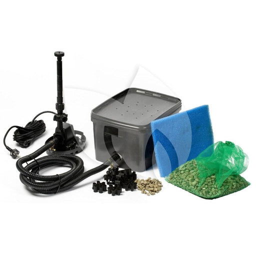 FOUDEBASSIN.COM BioPure® 2000 Basic-Set - filtre à immersion biomécanique avec couvercle de filtre perforé - corps du filtre 16l, pompe Elimax® 1000, mousse filtrante bleue 20ppi, matériaux filtrants (mixte) +/- 2kg et biosurfaces +/- 21 pcs, filets 2x, raccordement : tu 8711465550147 1355014